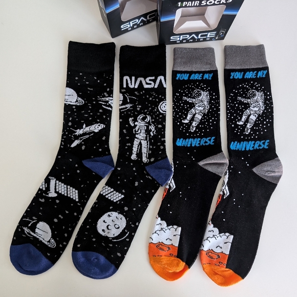 You Are My Universe & NASA Crew Socks Bundle UNISEX 7-12 Astronaut Space NIB - Picture 1 of 13